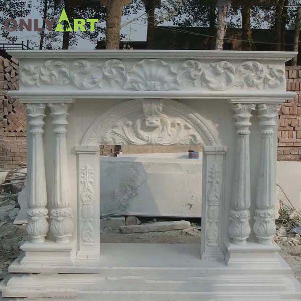 Large stone fireplace mantel surround OLA-M168