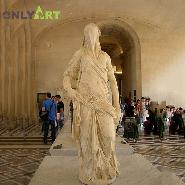 Life size veiled woman marble sculptures by Antonio Corradini