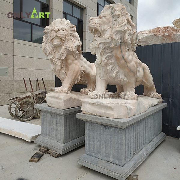 Natural marble outdoor lion sculpture for garden OLA-A126
