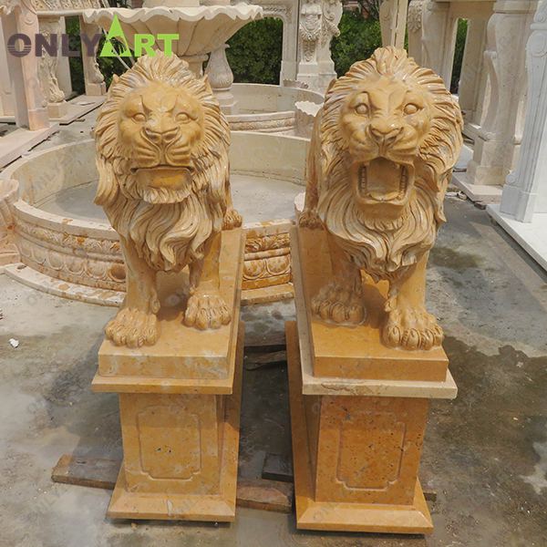 Outdoor garden decoration large marble lion statues for sale