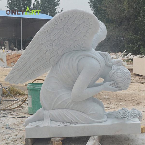 Outdoor garden decoration marble crying angel statue OLA-T105
