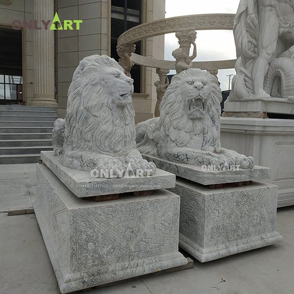 Outdoor granite marble life size lying lion sculpture OLA-A127