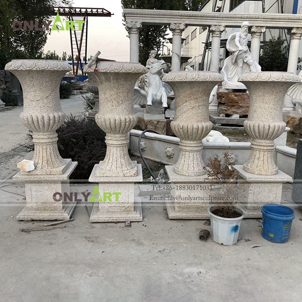 Outdoor natural marble pots for plants OLA-V192