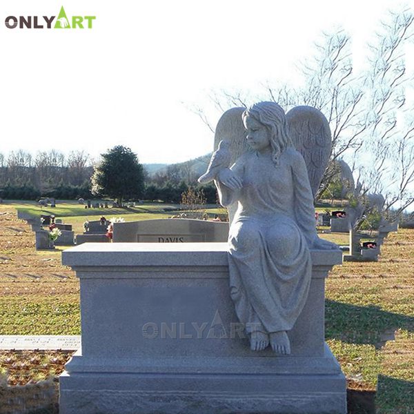 Outdoor sitting marble memorial angel statues OLA-T096
