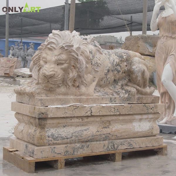 Outdoor sleeping marble lion statue decor OLA-A121
