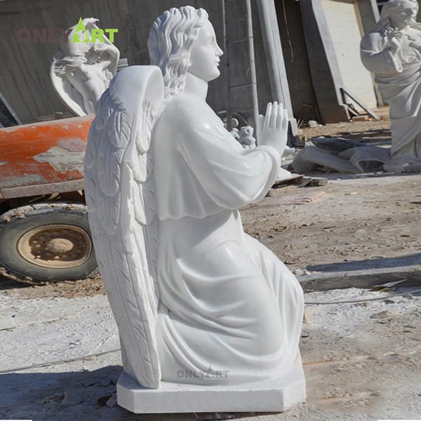 Outdoor white marble kneeling famous angel sculptures OLA-T113