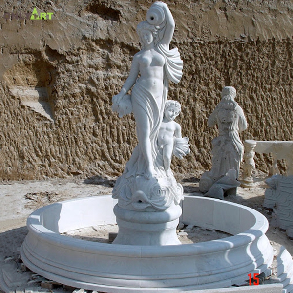 Outdoor white marble lady fountain statue for sale OLA-F304