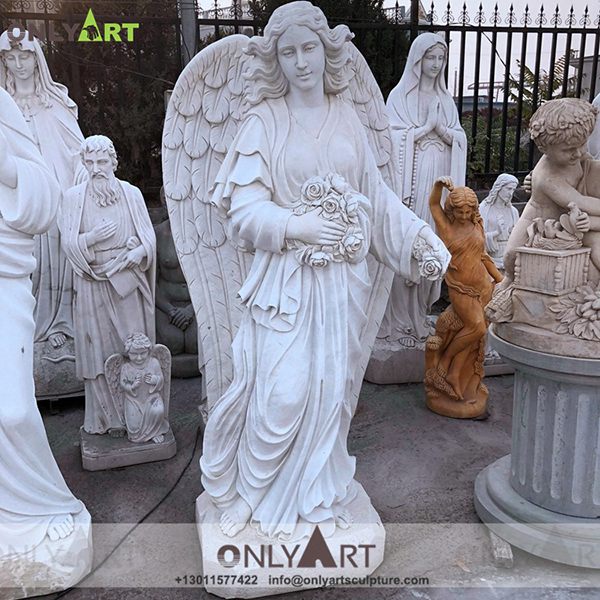 Outdoor white marble modern angel sculpture for sale