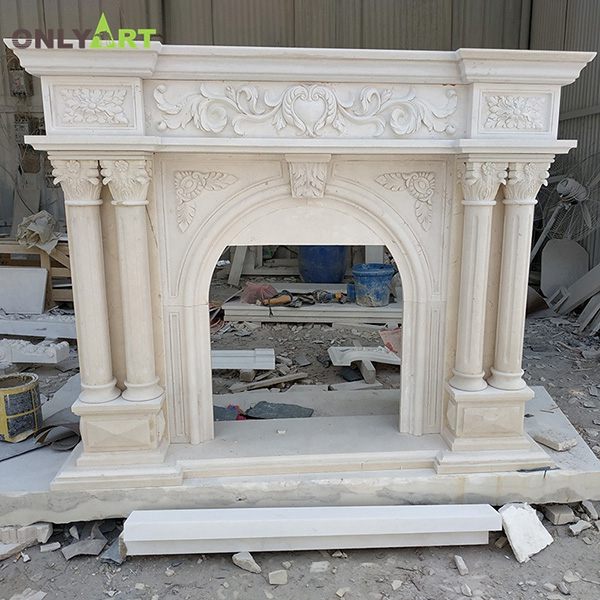 Roman column marble fireplace ideas for home decor OLA-M166