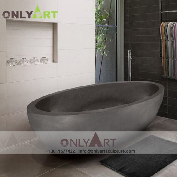 Round design grey stone bathtub OLA-Y044
