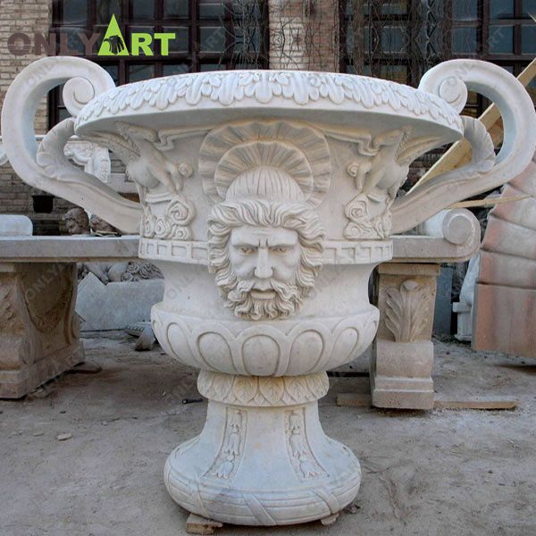 Small white marble flower pot design OLA-V191