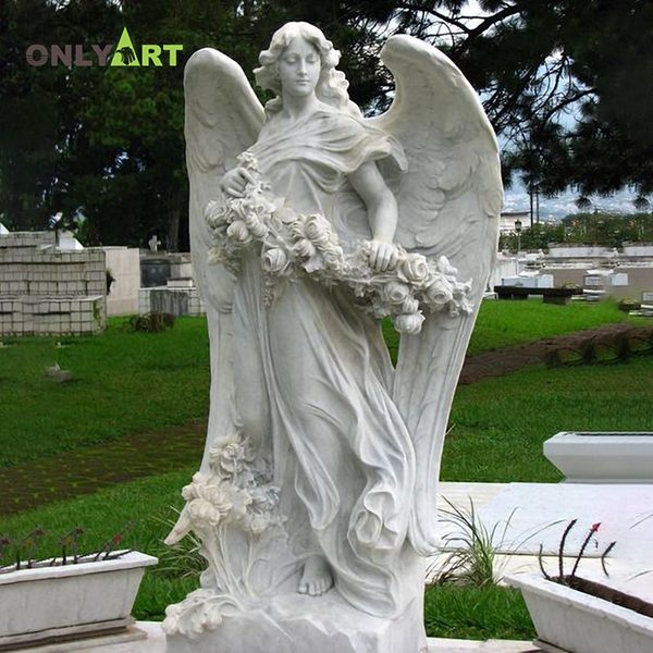 Standing hand carved marble life size angel statue OLA-T114