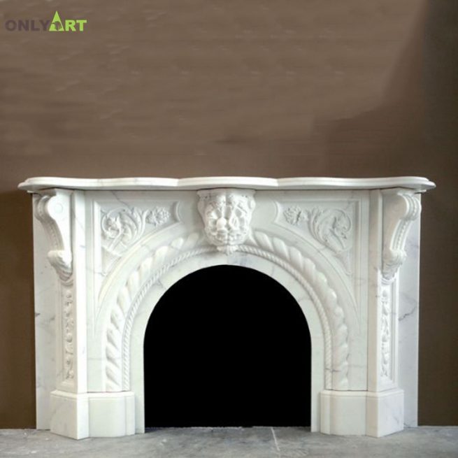 White marble contemporary marble fireplace designs OLA-M147