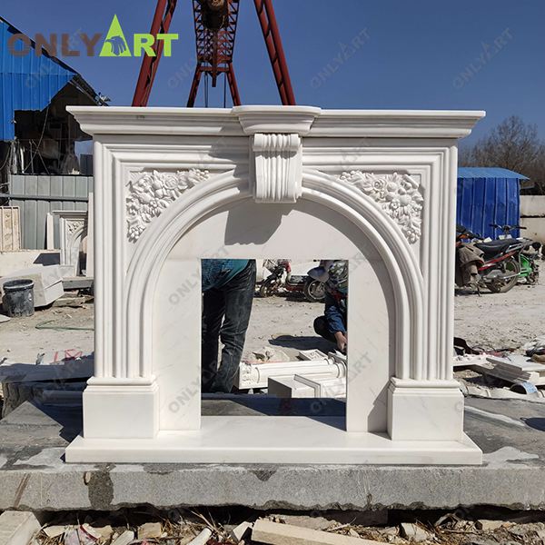 White marble fireplace surround mantel for home decoration