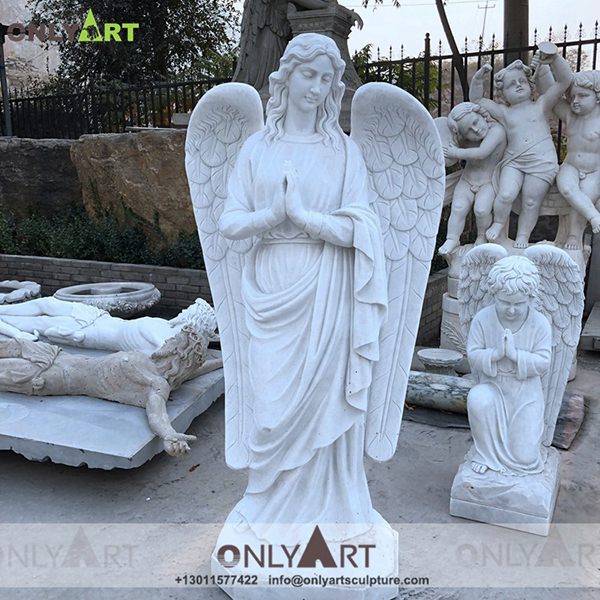 White marble large praying angel statue for garden