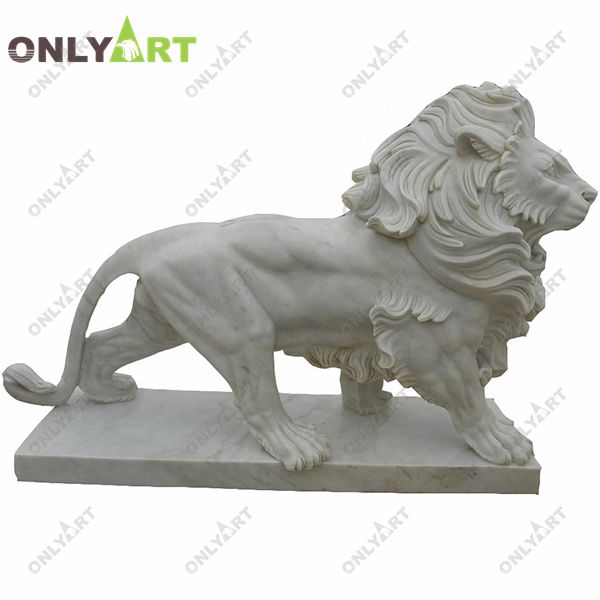 White marble lion front door statues for sale OLA-A115