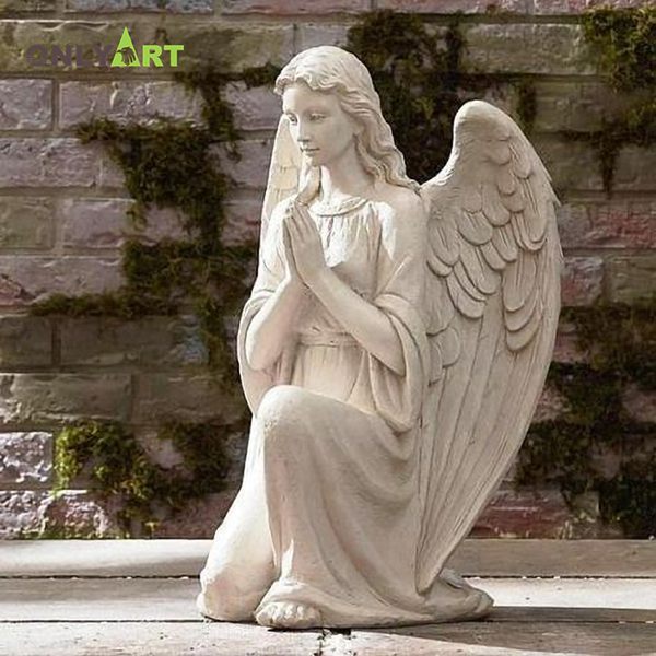 White marble outdoor guardian angel statue for sale OLA-T112