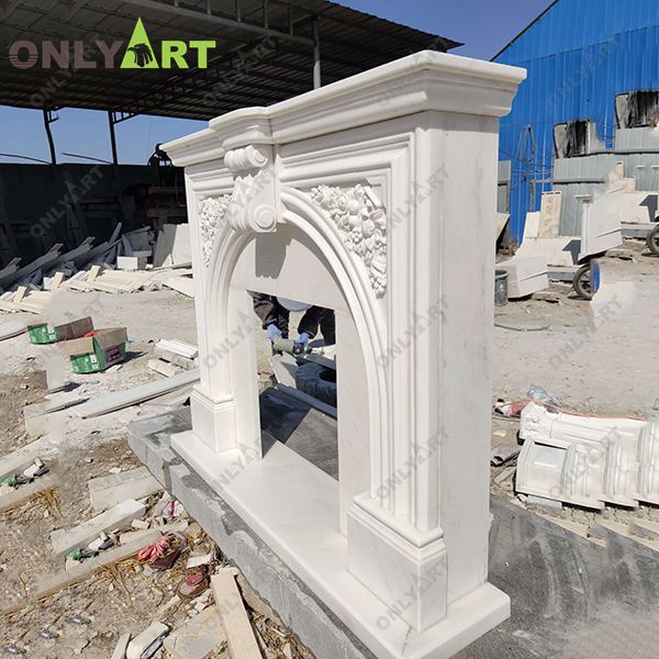 white marble fireplace hearth