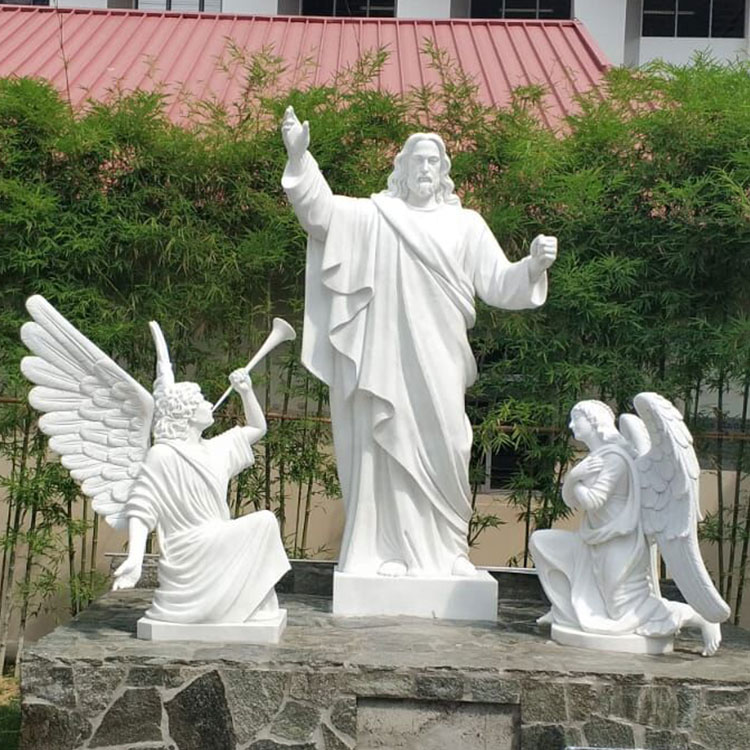 White Stone Religious Sculpture Marble Jesus Christ Saint Expedite Statues
