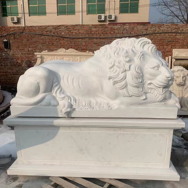 white marble lion statues