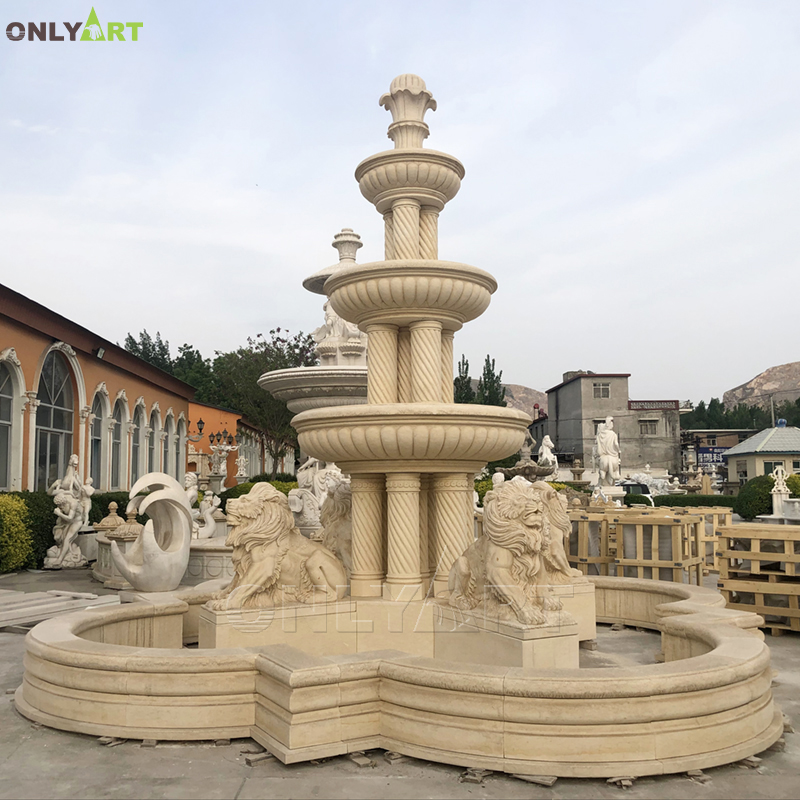 marble lion water fountain