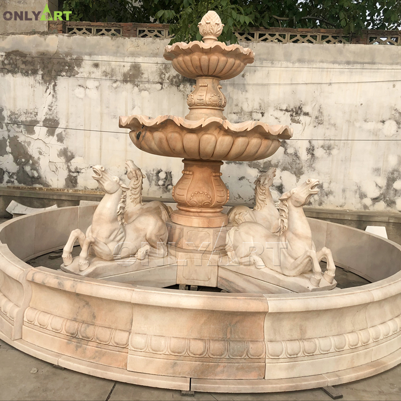 Four Horses Garden Marble Water Fountain