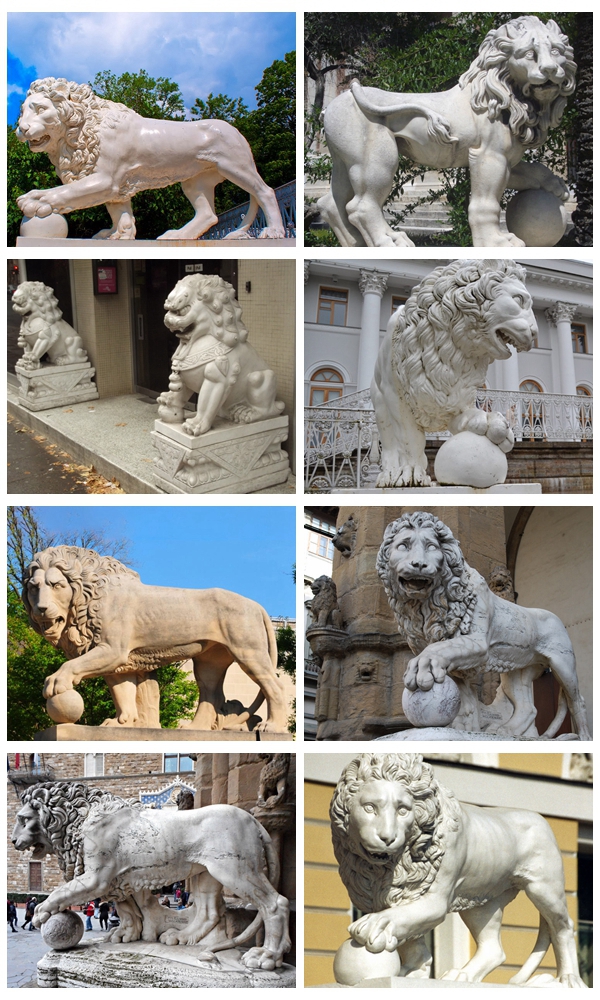 Home decor natural marble asian lion statue marble lion statue roaring lion statue antique white lion statues with paw on ball