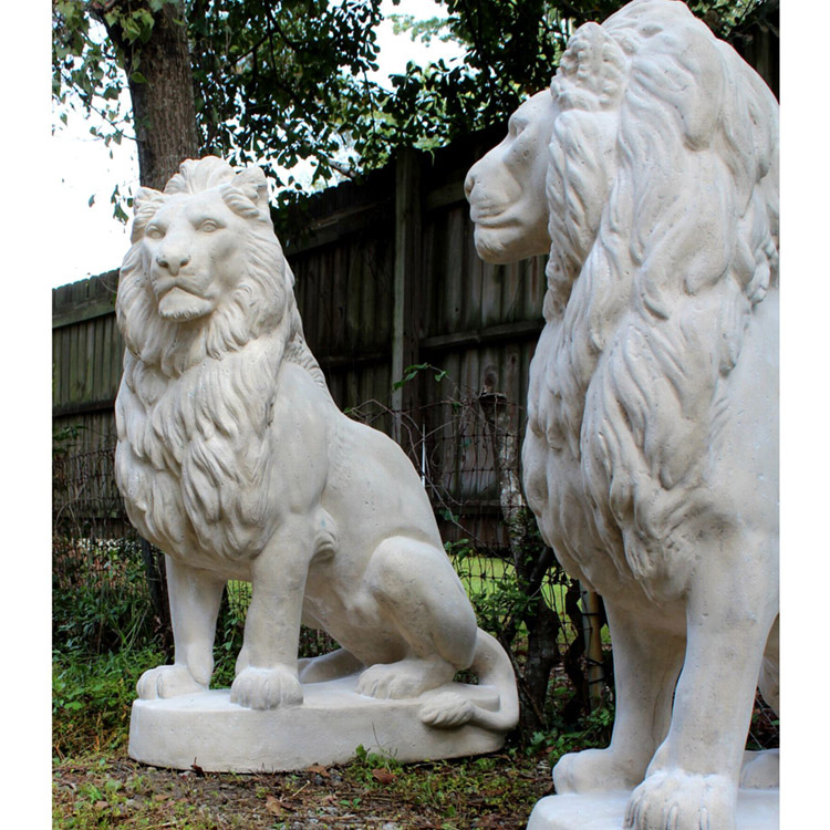 outdoor lion statue pair,white lion statue,sitting lion statue