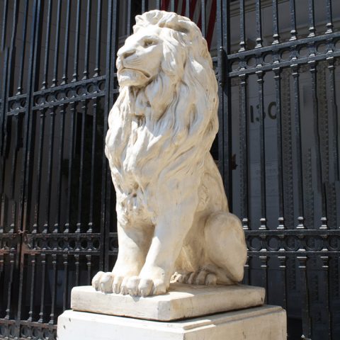 lion statues in front of house,marble lion statue,life size lion statue