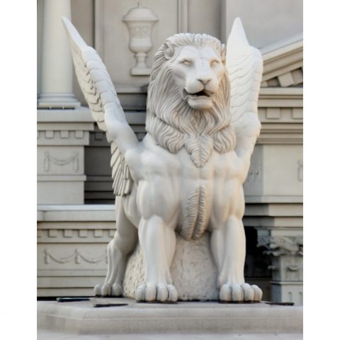 Best selling natural marble winged lion statue outdoor lion statue with wings large winged lion statue,winged lion garden statueion statue,front yard lion statues