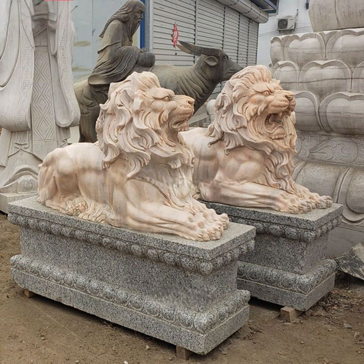 stone sculpture marble lion,modern black stone sculpture,lion statues black marble stone for sale,Hand Carved Marble Lion Statue