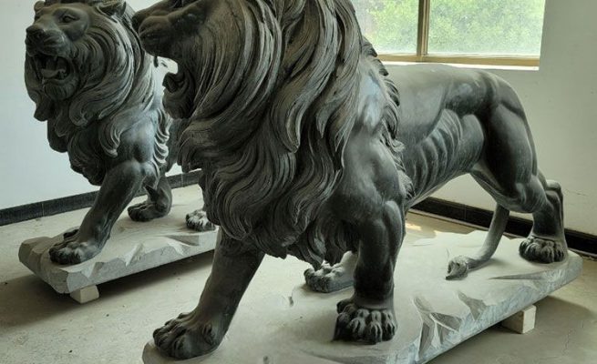 stone sculpture marble lion,modern black stone sculpture,lion statues black marble stone for sale,Hand Carved Marble Lion Statue