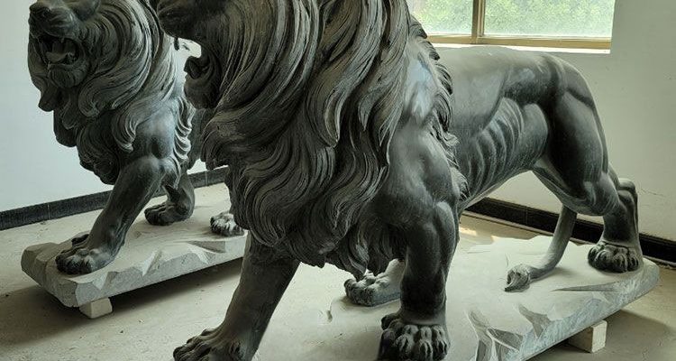 stone sculpture marble lion,modern black stone sculpture,lion statues black marble stone for sale,Hand Carved Marble Lion Statue