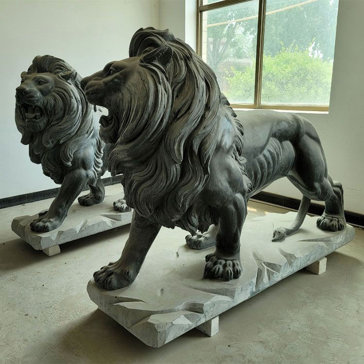 stone sculpture marble lion,modern black stone sculpture,lion statues black marble stone for sale,Hand Carved Marble Lion Statue