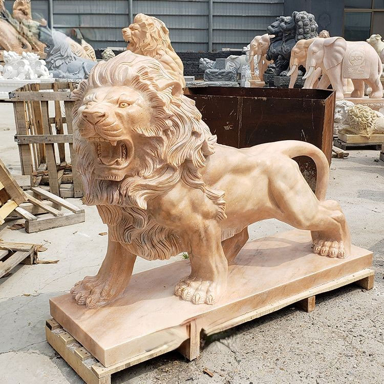 freestanding outside lion statue,animal garden animal statues,outdoor statues for sale,Marble White Lion Sculpture,hand carved stone animal statues