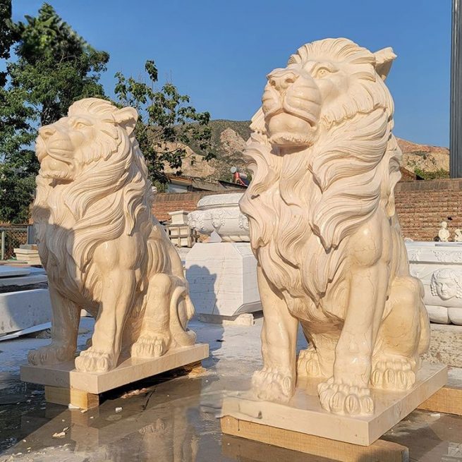 lion statues white marble,carved garden marble animal sculpture,white marble lion sculpture statues,Marble Statues Lion Sculpture