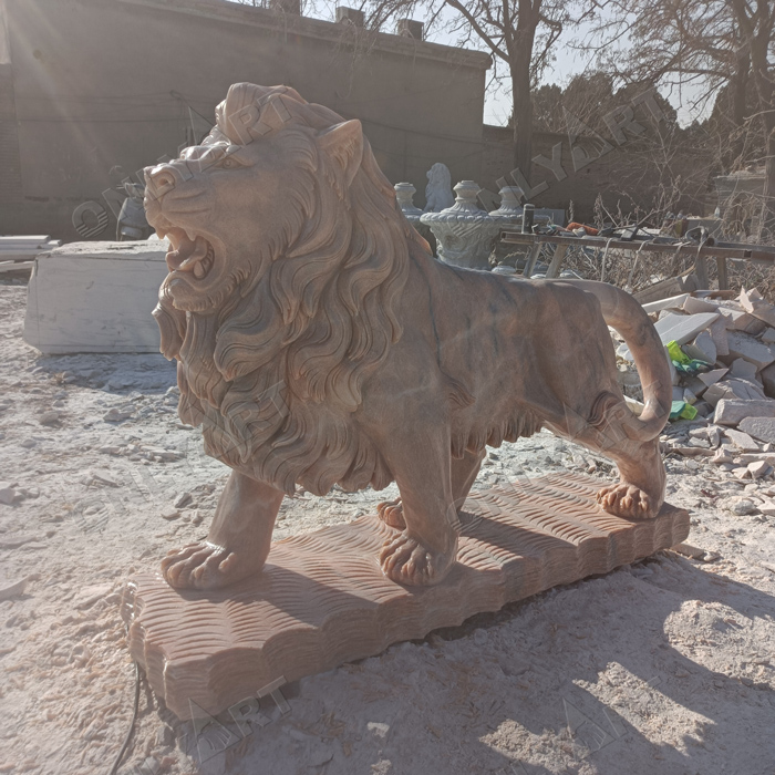 Marble Walking Lion Statues