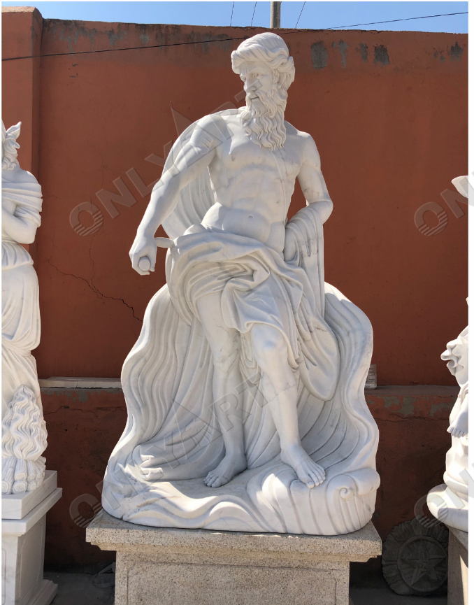 poseidon marble garden statue