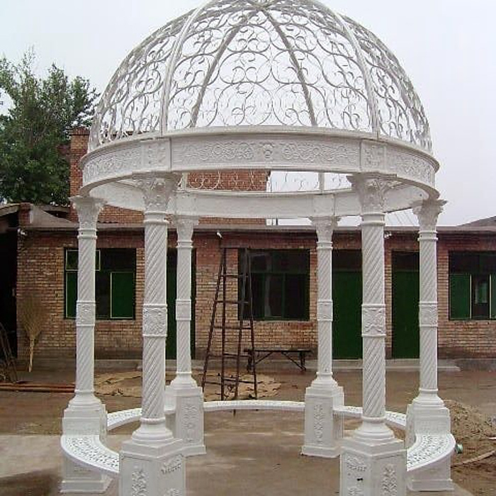 outdoor marble gazebo statue with iron dome