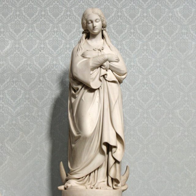 holy mary mother of god statue,virgin mary marble figures,natural white stone virgin mary statues,White Marble Holy Mary Statue
