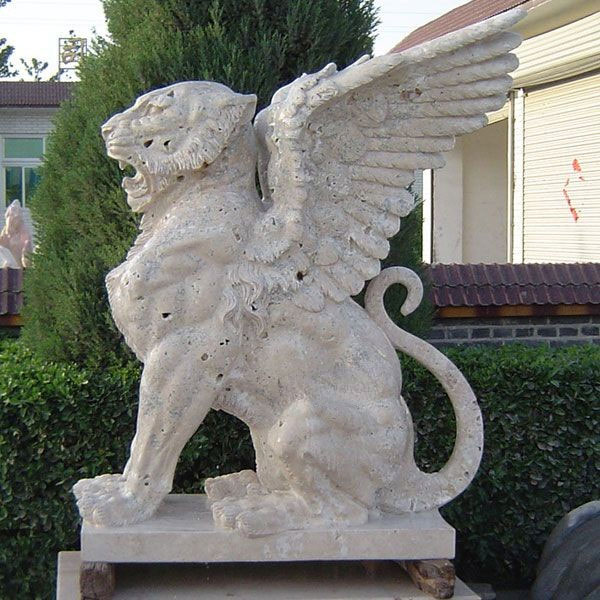winged marble stone lion statue,Marble Flying Lion Statue,outdoor limestone lion statue,Marble Garden flying Lion Statue,Garden decorative Lion Sculpture