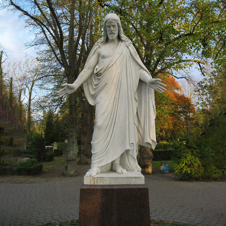 White Marble Religious Jesus Open Statue