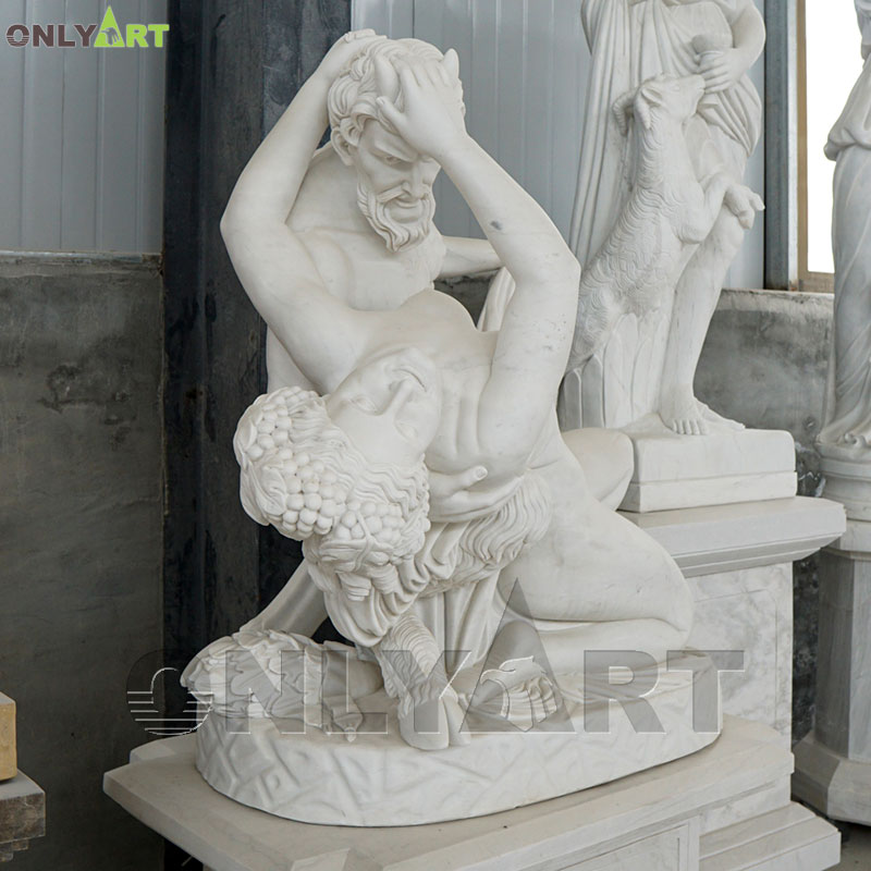 satyr and bacchante marble statue