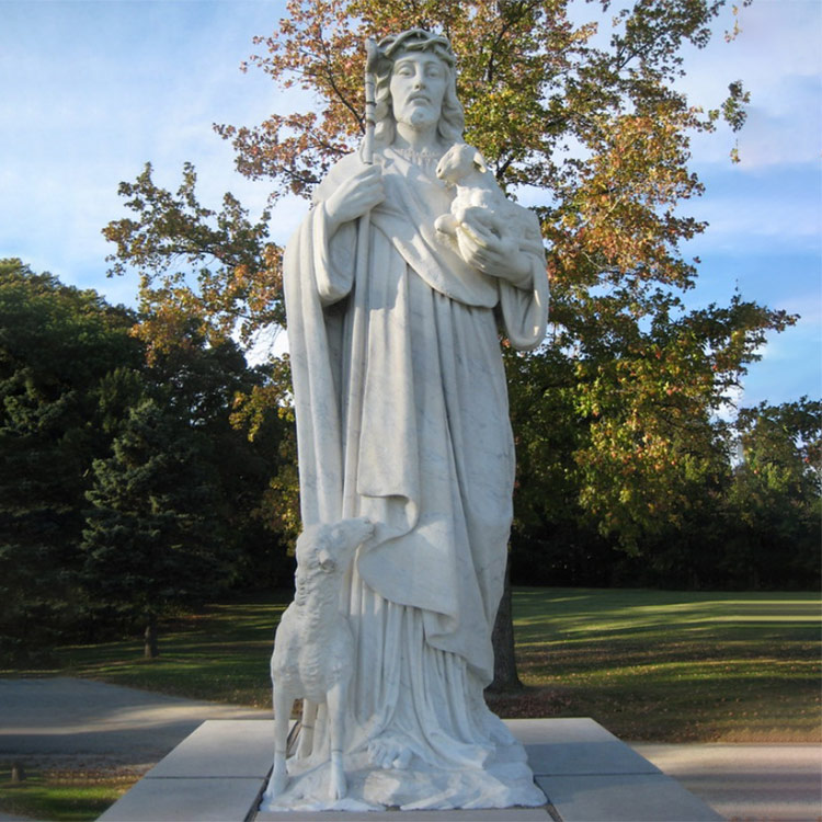 The Good Shepherd Sculpture Marble Jesus Statue With Lamb