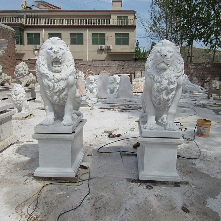 Natural White Marble Lions Statue,Outdoor Marble Stone Lions Statue,modern decoration Natural Marble Lion Statues,marble real lion statue