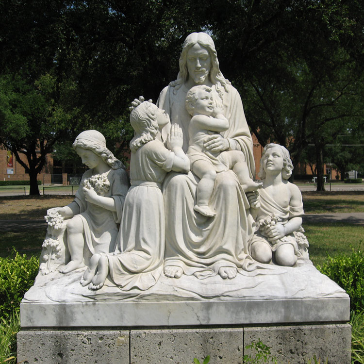 Marble Religious Sculpture Jesus With Children Garden Statue