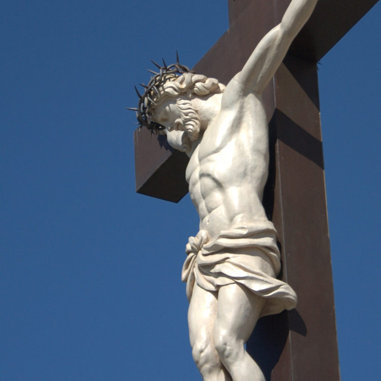 High Quality Catholic Religious Figure Stone Marble Jesus Statue On The Cross