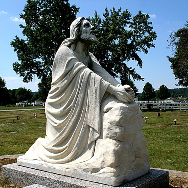 Life Size Ancient Marble Sculpture Kneeling Jesus Praying Statue