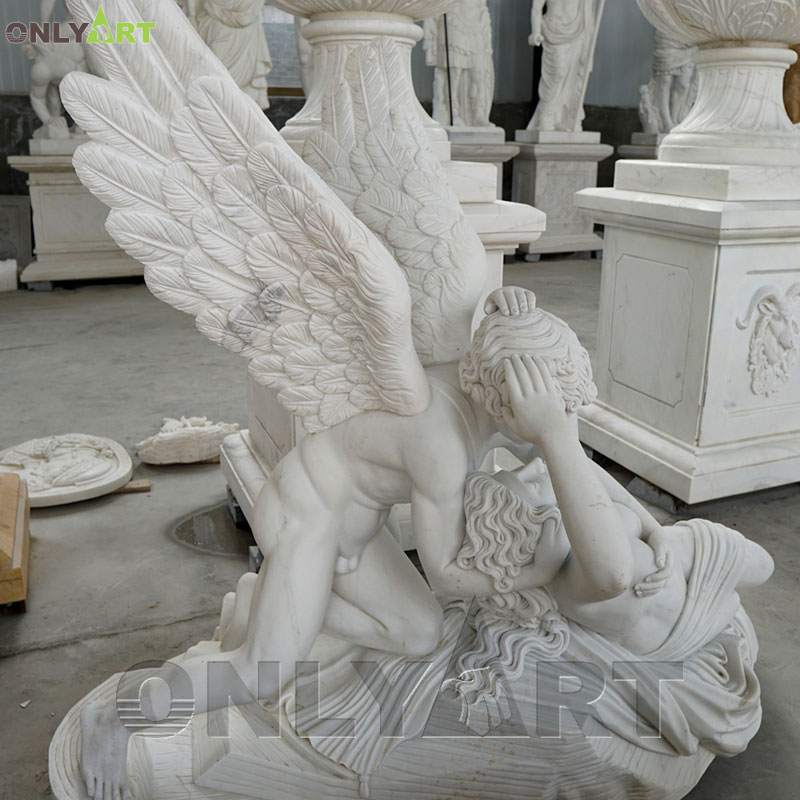 psyche awakened by cupids kiss period statue